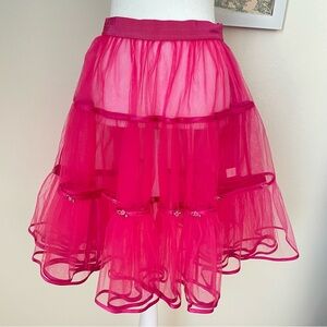 Kate Spade City Lights Rosette Tulle Skirt Petticoat in Hot Pink Size M/L